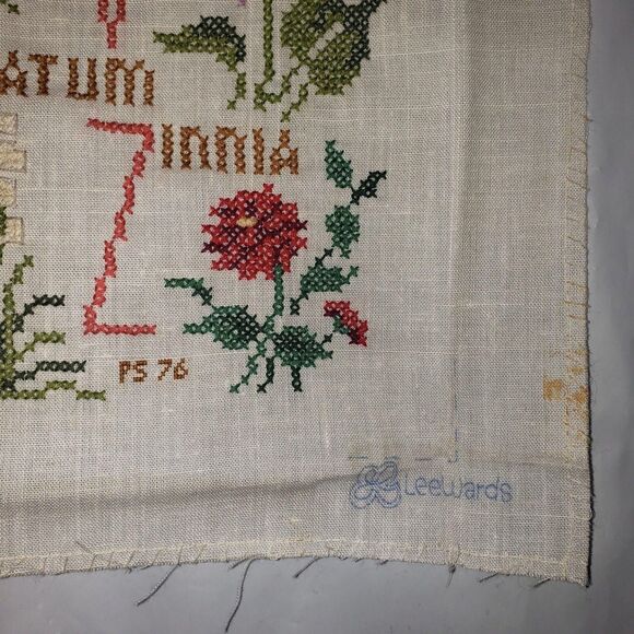 Vintage LeeWards Floral Alphabet Cross Stitch Sampler Unframed PS 76 Botanical - Picture 2 of 3